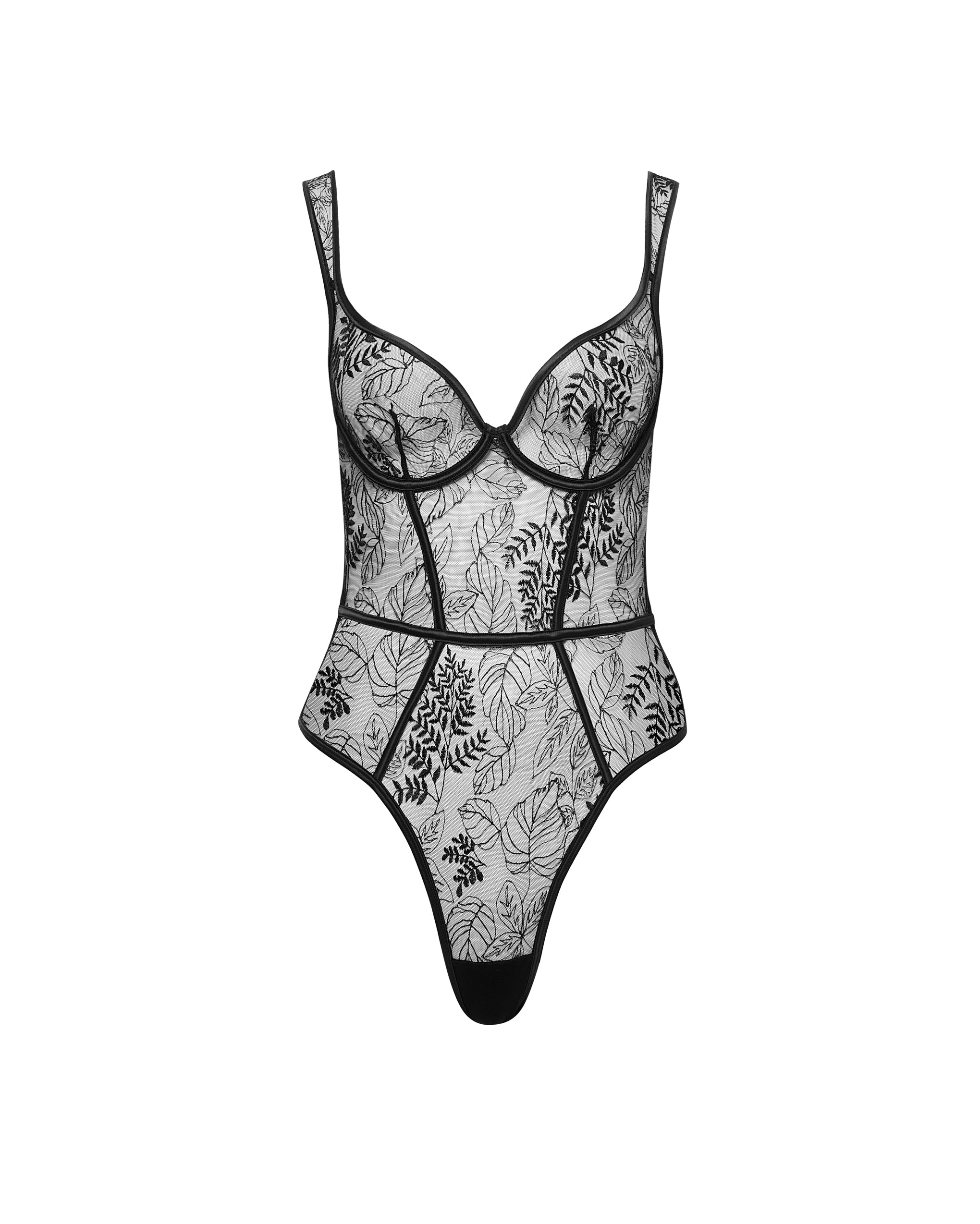 Bluebella Seraphim Embroidered Sheer Bodysuit Black