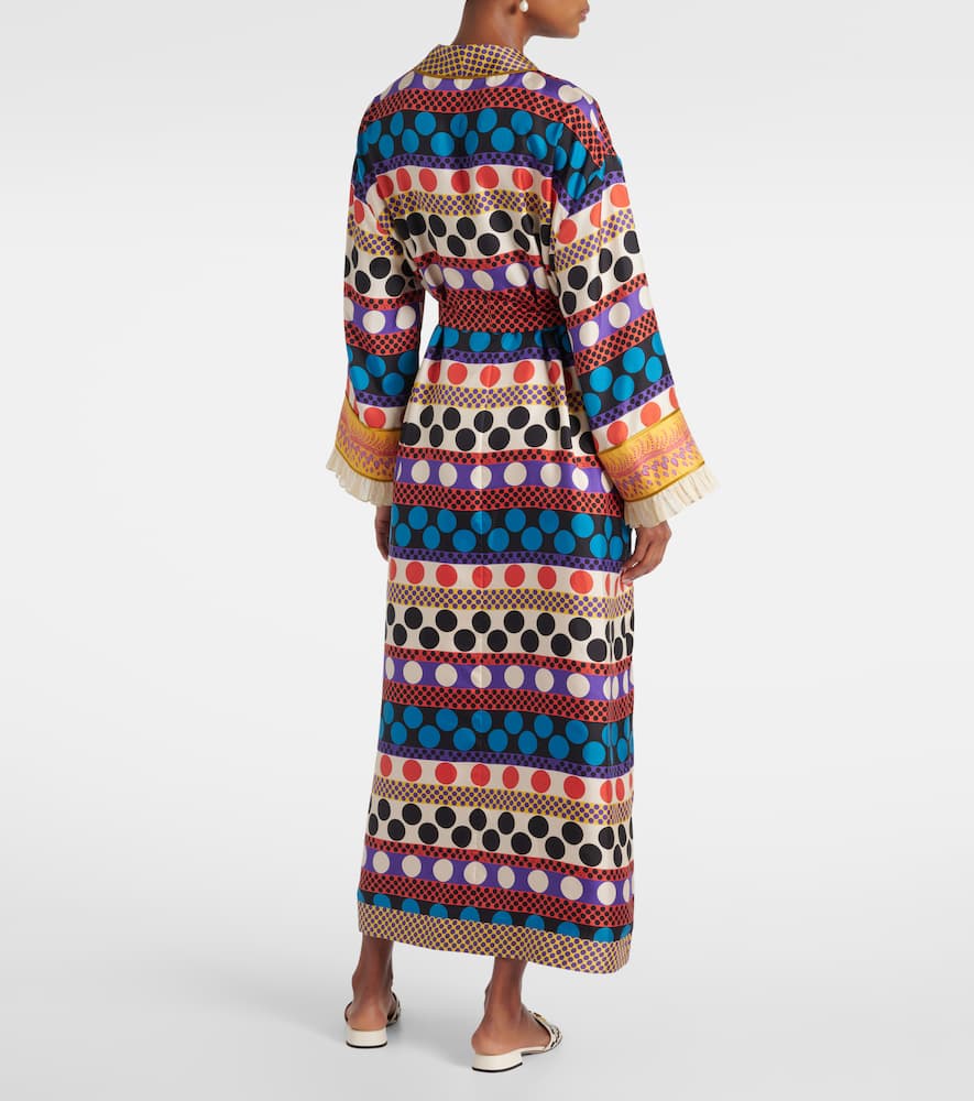 Polka-dot silk beach cover-up