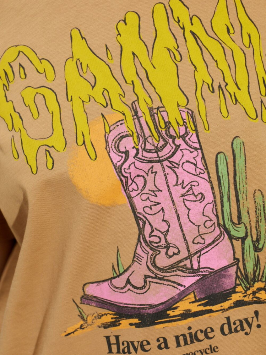Beige Graphic Crew Neck T-Shirt