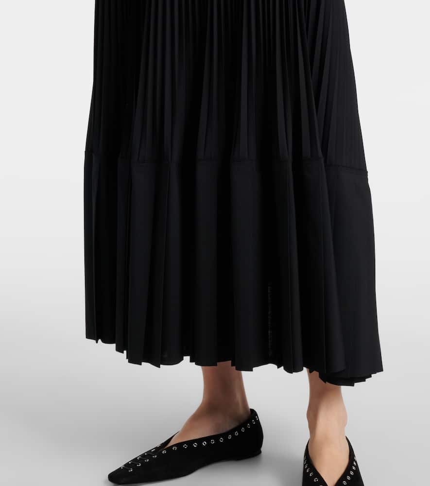 Plissé wool-blend maxi skirt