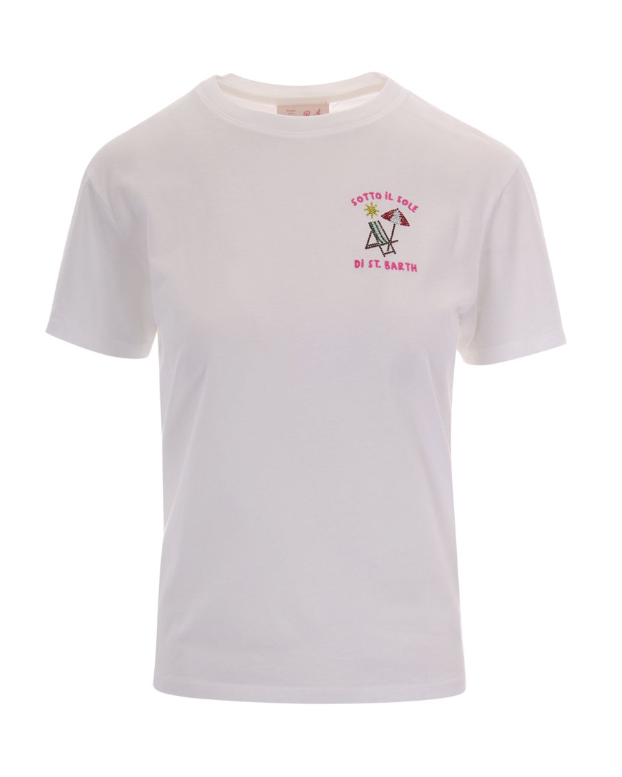 White Embellished Crew Neck T-Shirt