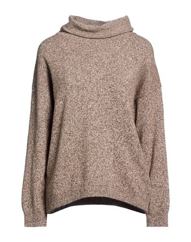Collezione N_01 Woman Turtleneck Light brown Size L Merino Wool