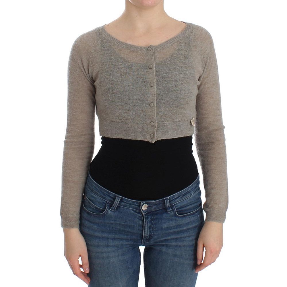 Cropped Alpaca Cardigan — Beige