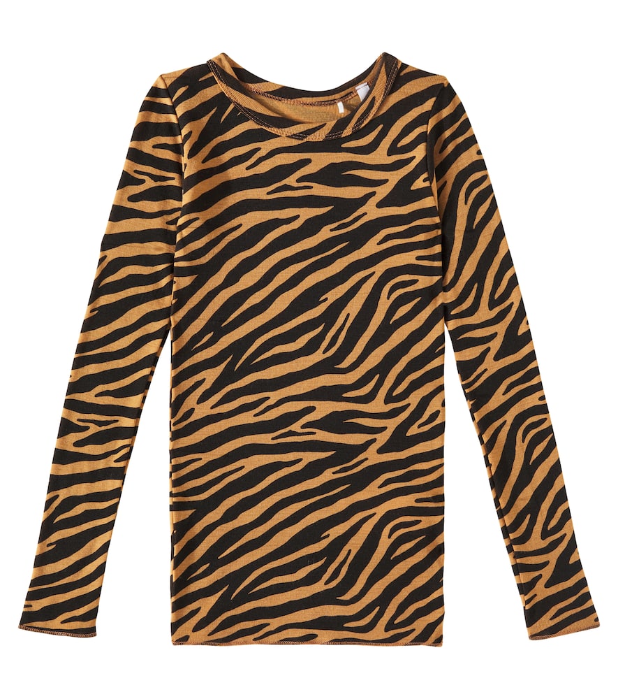 Rihanna zebra-print wool top