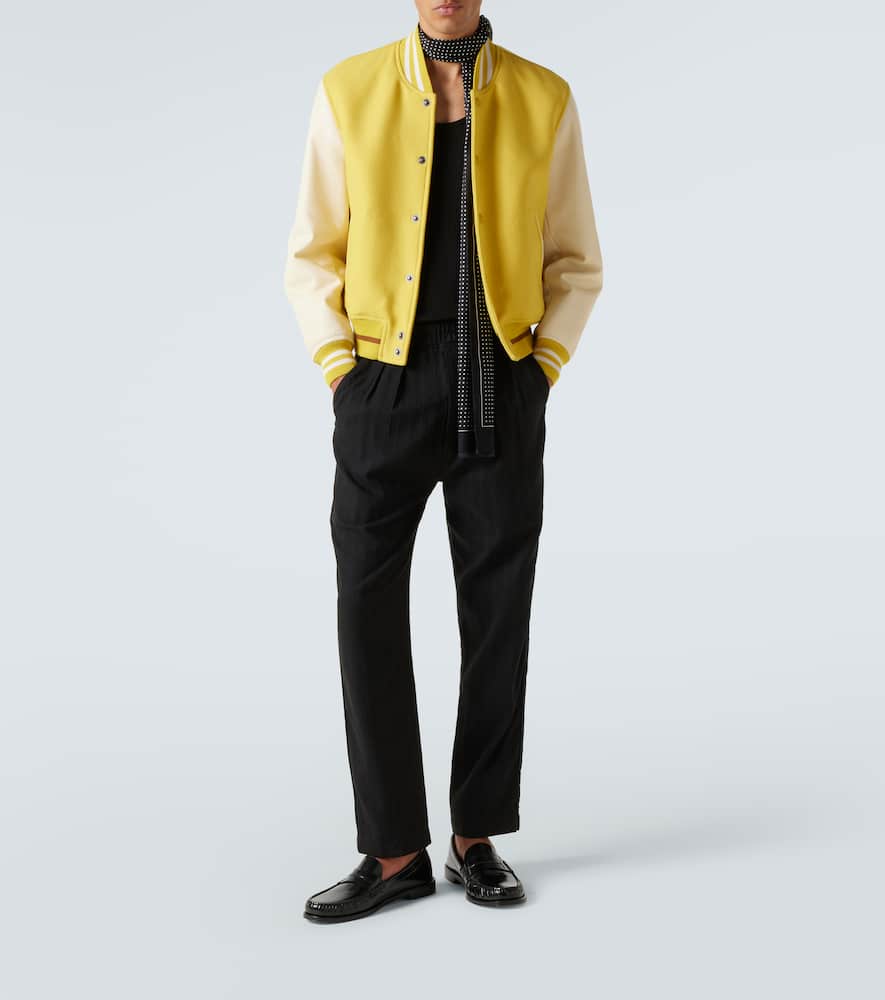 Wool and leather varsity jacket