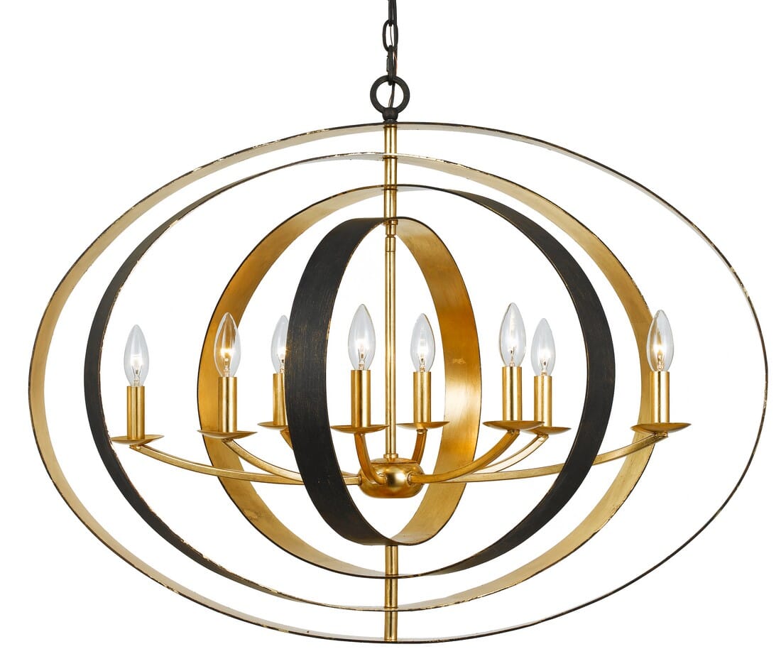 Luna 8-Light Sphere Chandelier in English Bronze And Antique Gold
