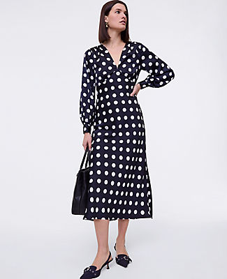 Ann Taylor Satin Dotted Midi Dress