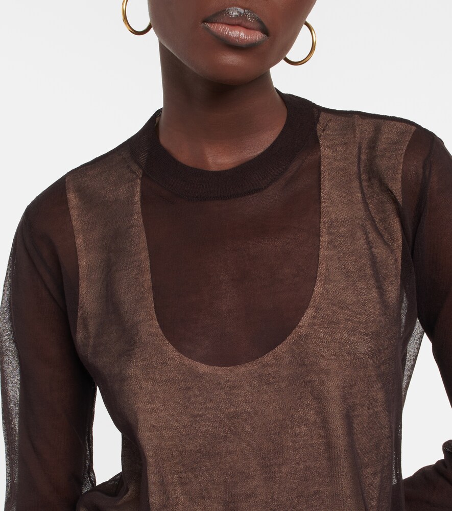 Sheer cotton-blend sweater