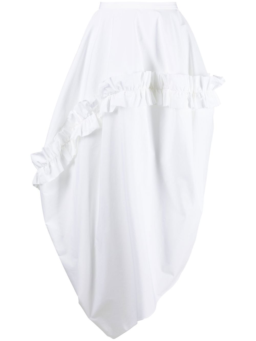 Ruffle-detail asymmetric skirt - White