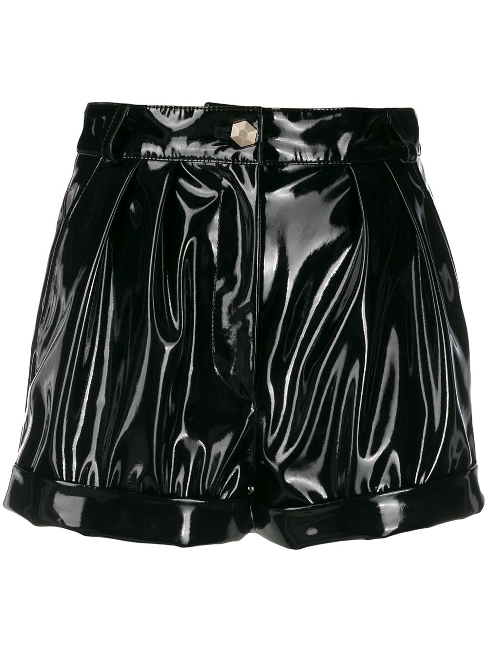 Coated high-wasted shorts - Black