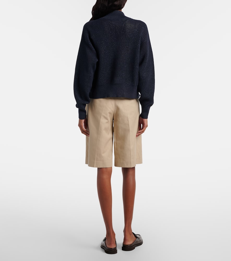Cotton and linen shorts