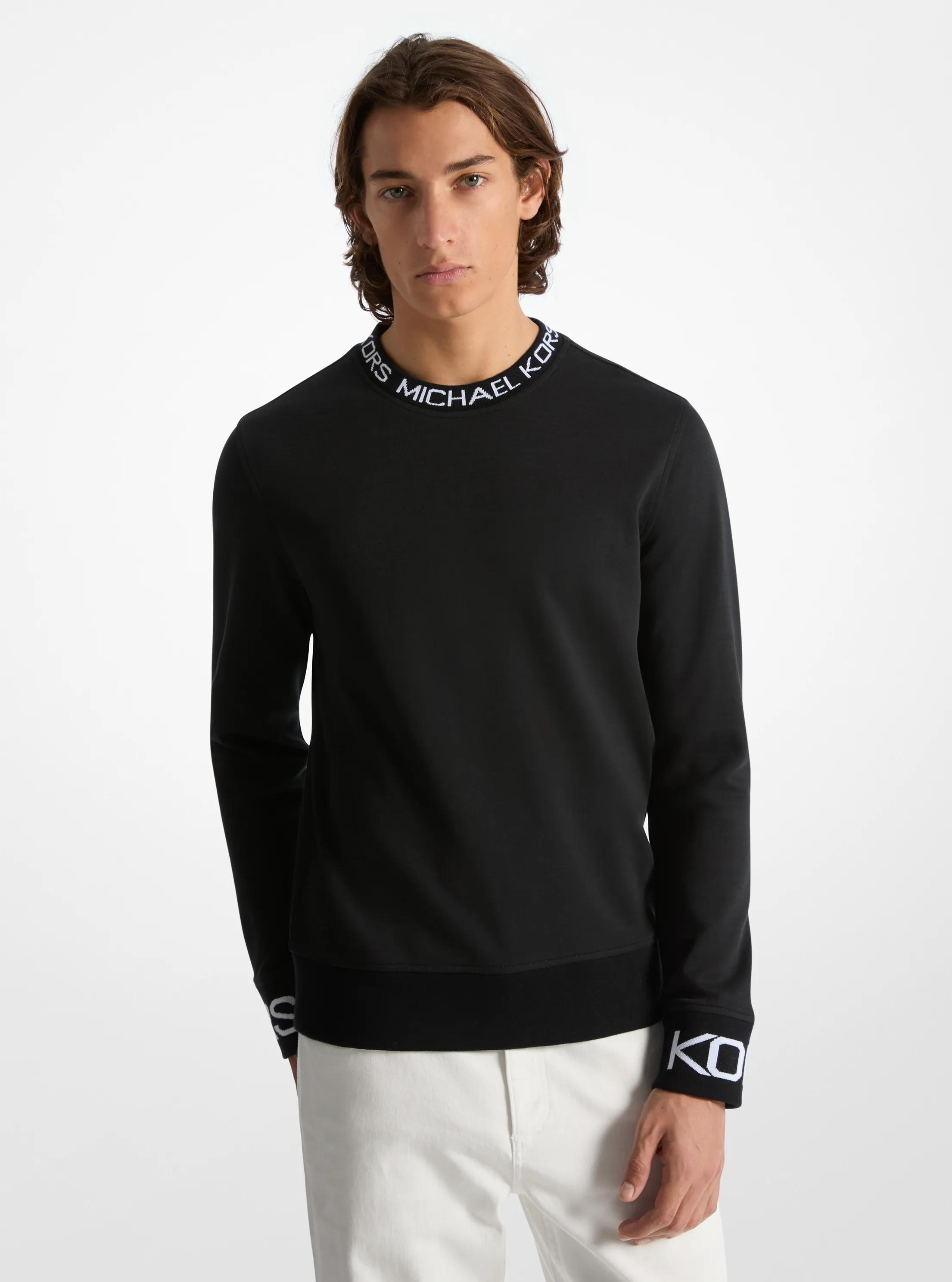 Logo Trim Cotton Blend Sweatshirt in Black - size M