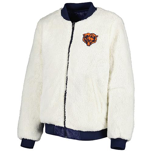 Women's G-III 4Her by Carl Banks Oatmeal/Navy Chicago Bears Switchback Reversible Full-Zip Jacket
