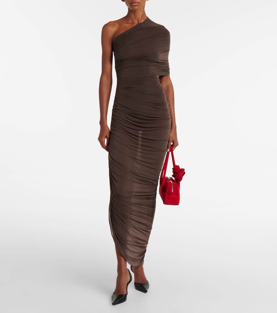Draped one-shoulder gown