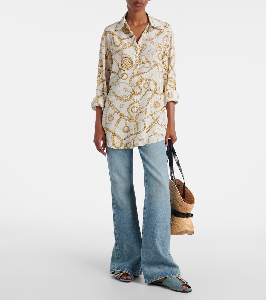 Logo printed silk shirt