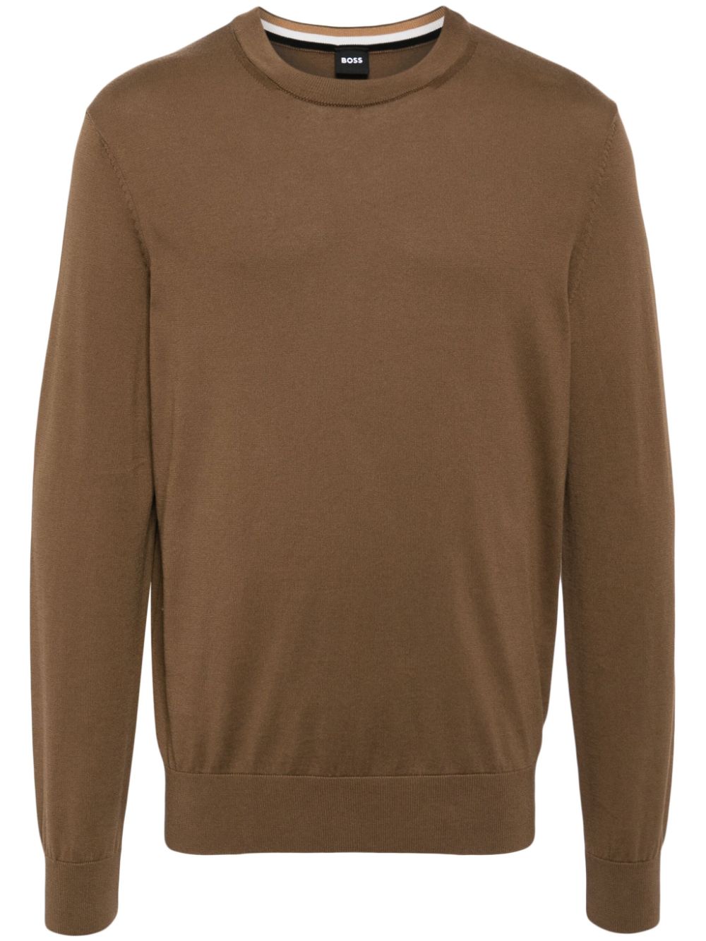 Crew-neck cotton jumper - Brown
