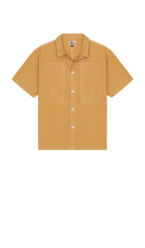 STAN RAY Short Sleeve Painter Shirt in Brown. M. Also in L, S, XL/1X