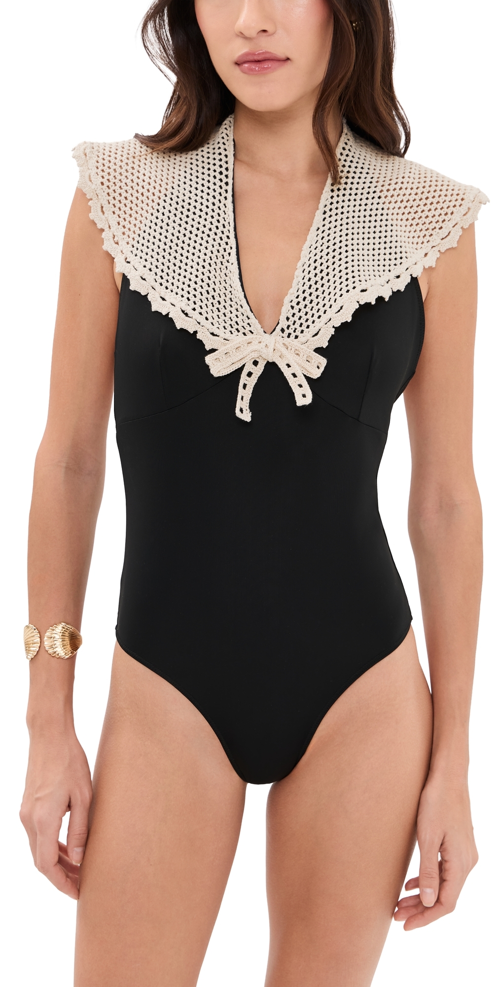 Kendall Crochet Sailor One Piece Black