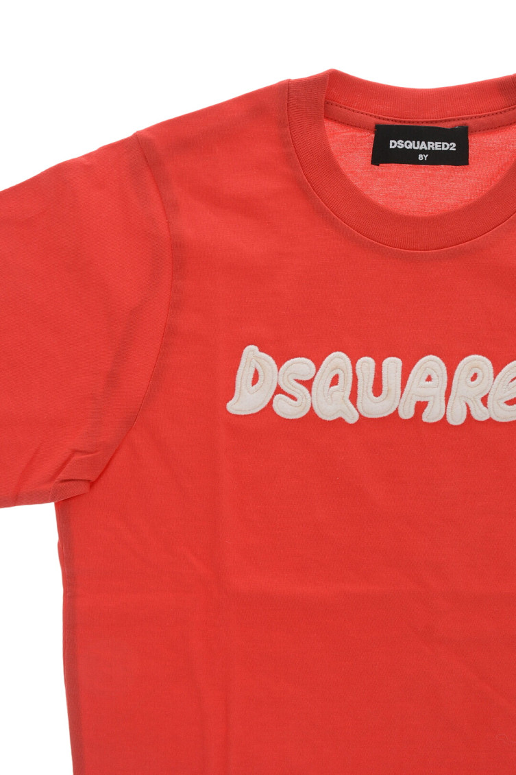 Boys Red Cotton Crewneck T-Shirt