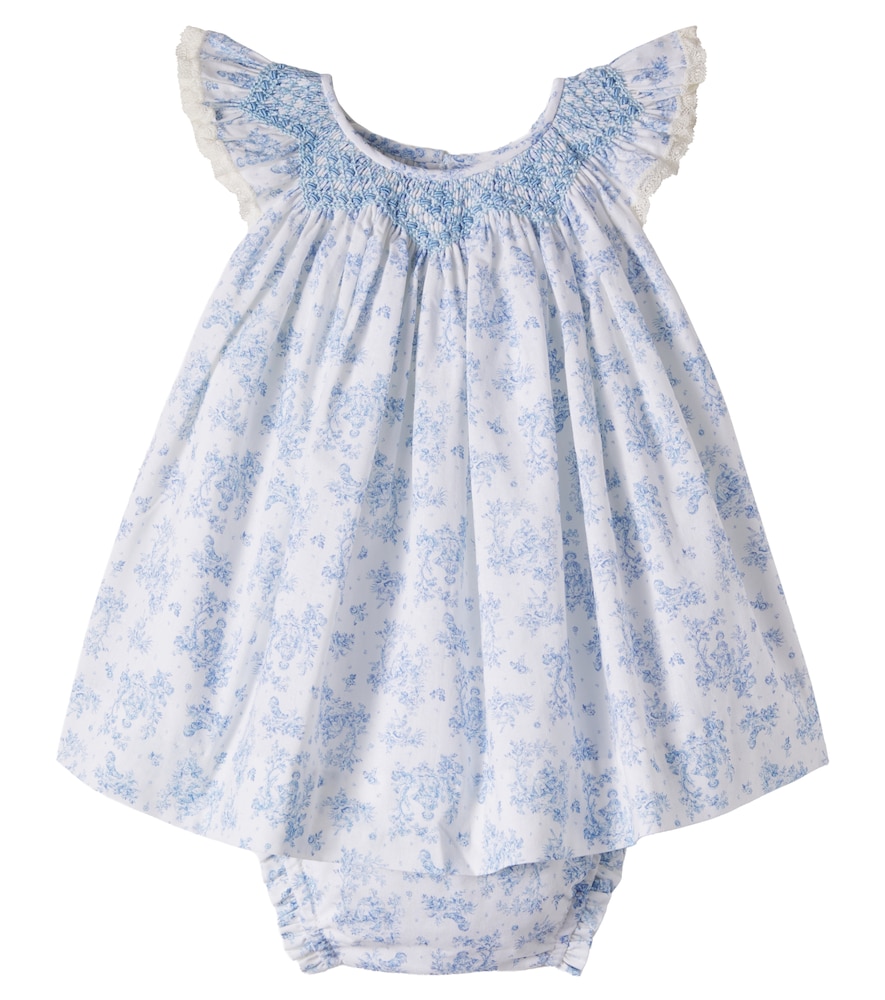 Baby floral cotton dress and bloomers set