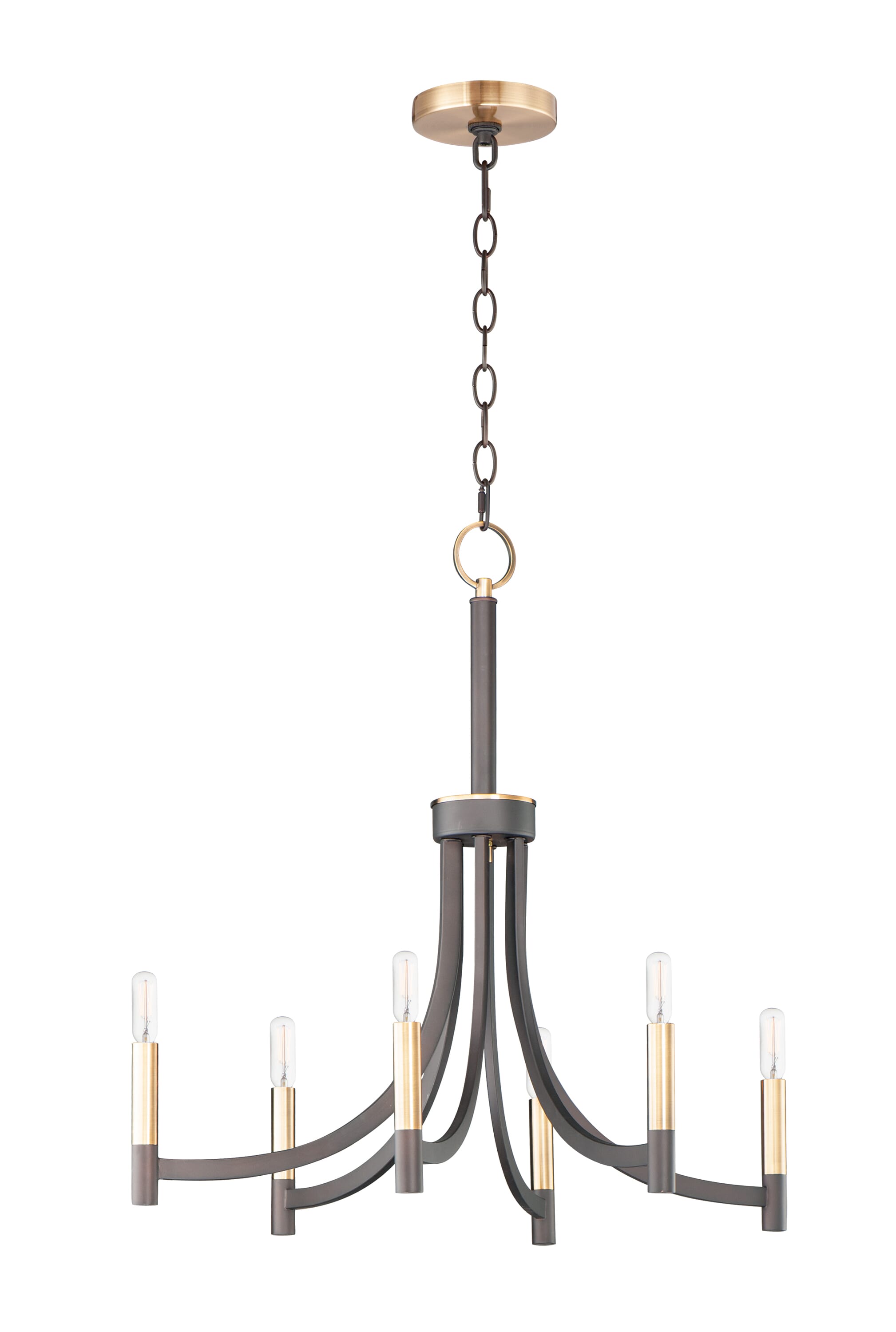 Maxim Lyndon 6-Light Transitional Chandelier in Bronze and Antique Bra