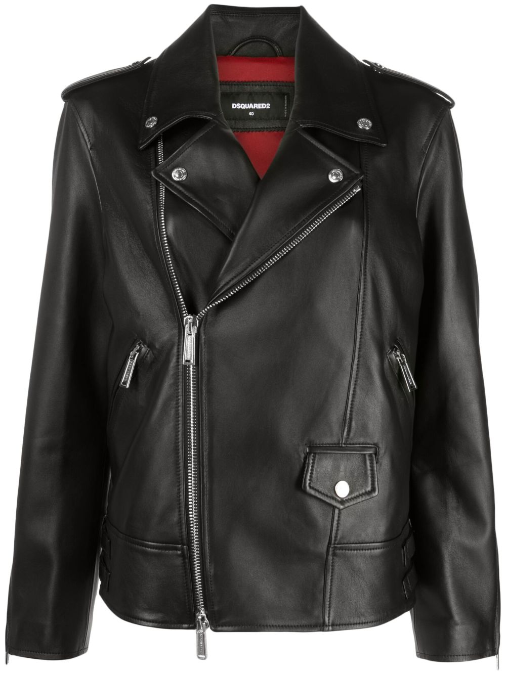 Leather biker jacket - Black