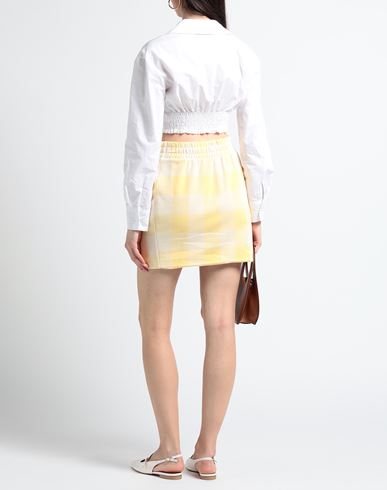 Woman Mini skirt Yellow Size M Polyester, Cotton, Elastane