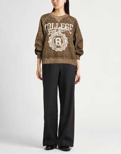 Woman Sweatshirt Brown Size S Cotton, Polyester