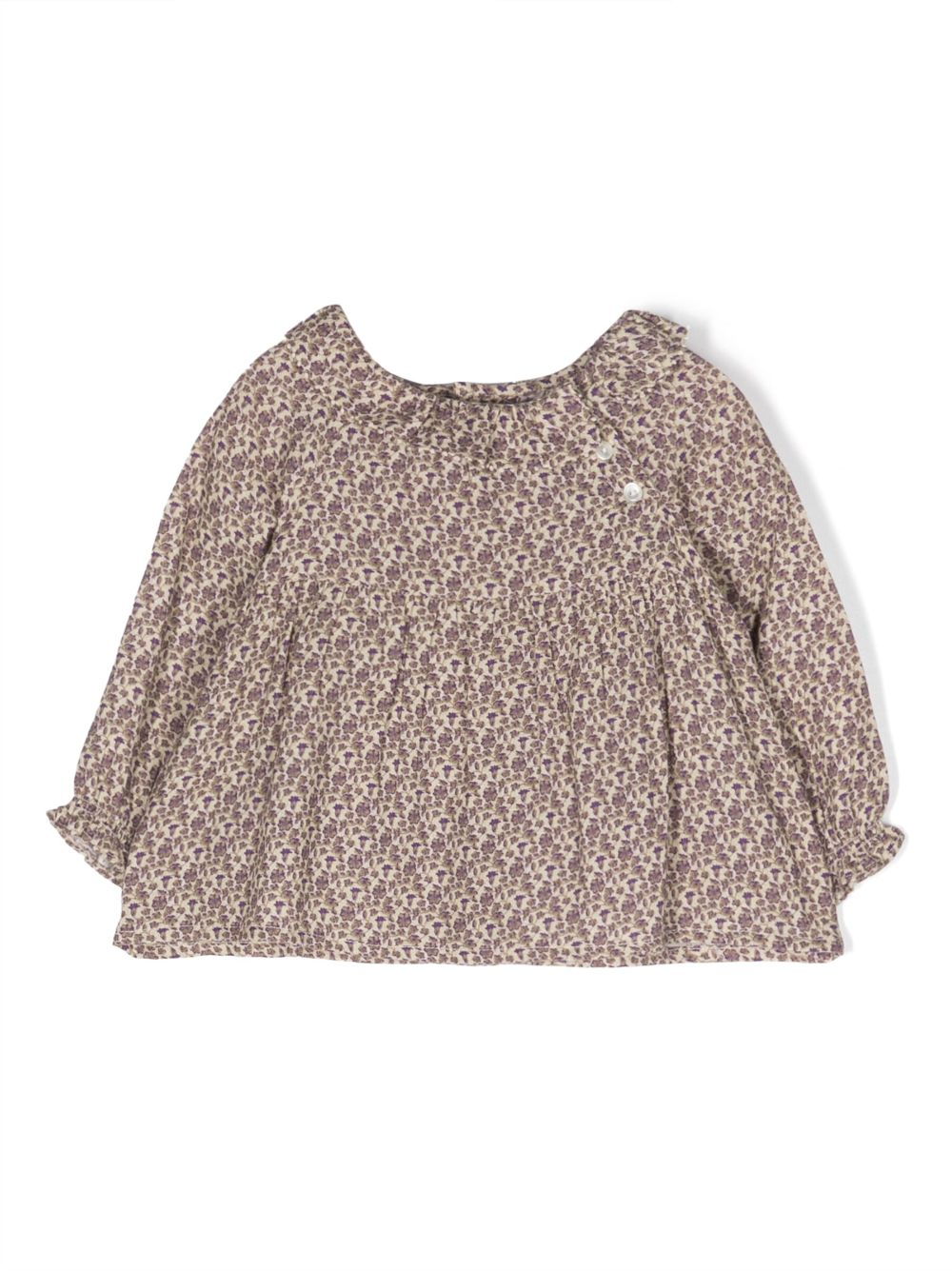Graphic-print long-sleeved blouse - Neutrals