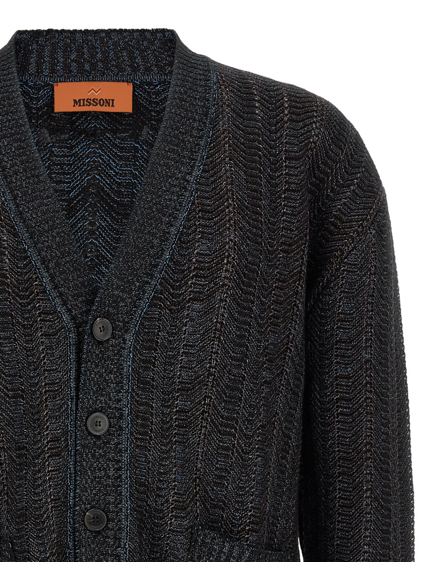 Missoni - cardigan v neck front pockets ribbed tri