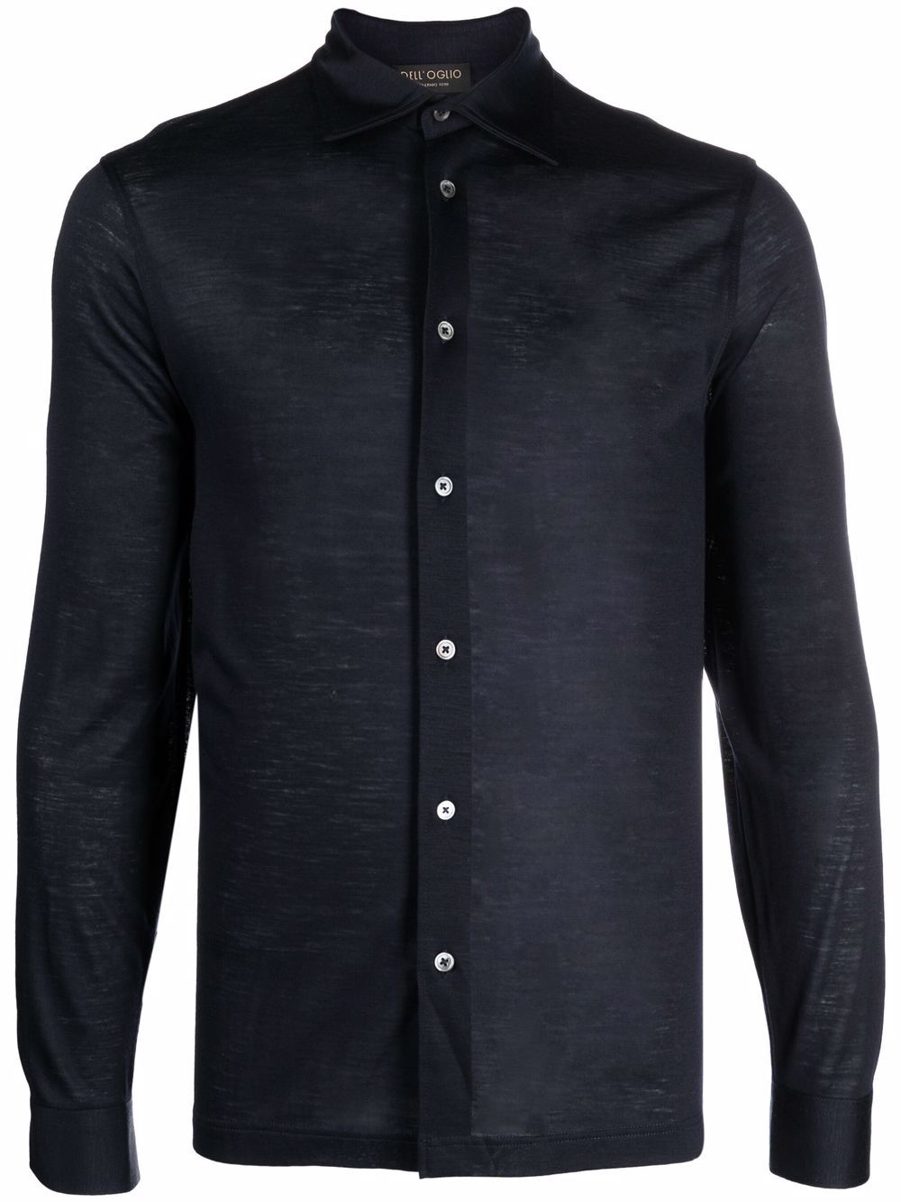 Pointed-collar merino wool shirt - Blue