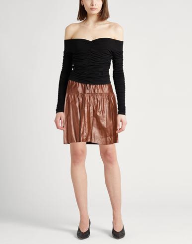 Woman Mini skirt Chocolate brown Size 10 Lambskin