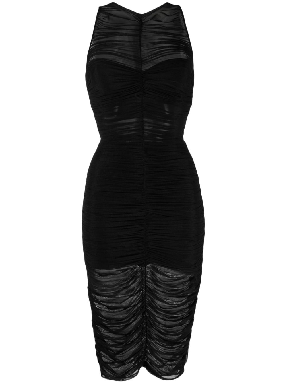 Ruched midi dress - Black