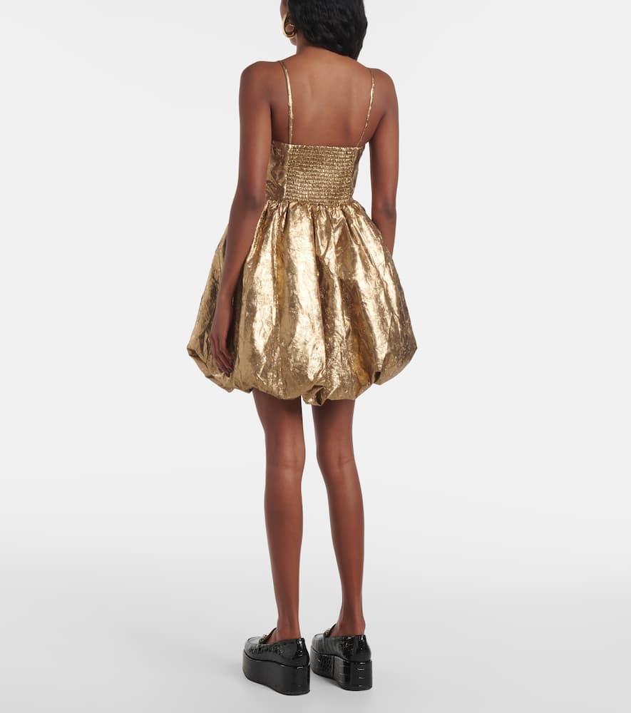 Bow-detail metallic balloon minidress