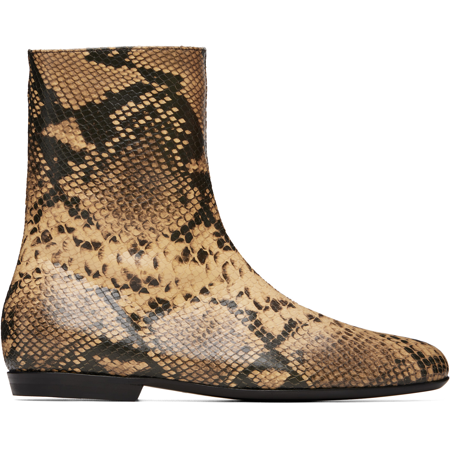 Beige Leather Sock Boots