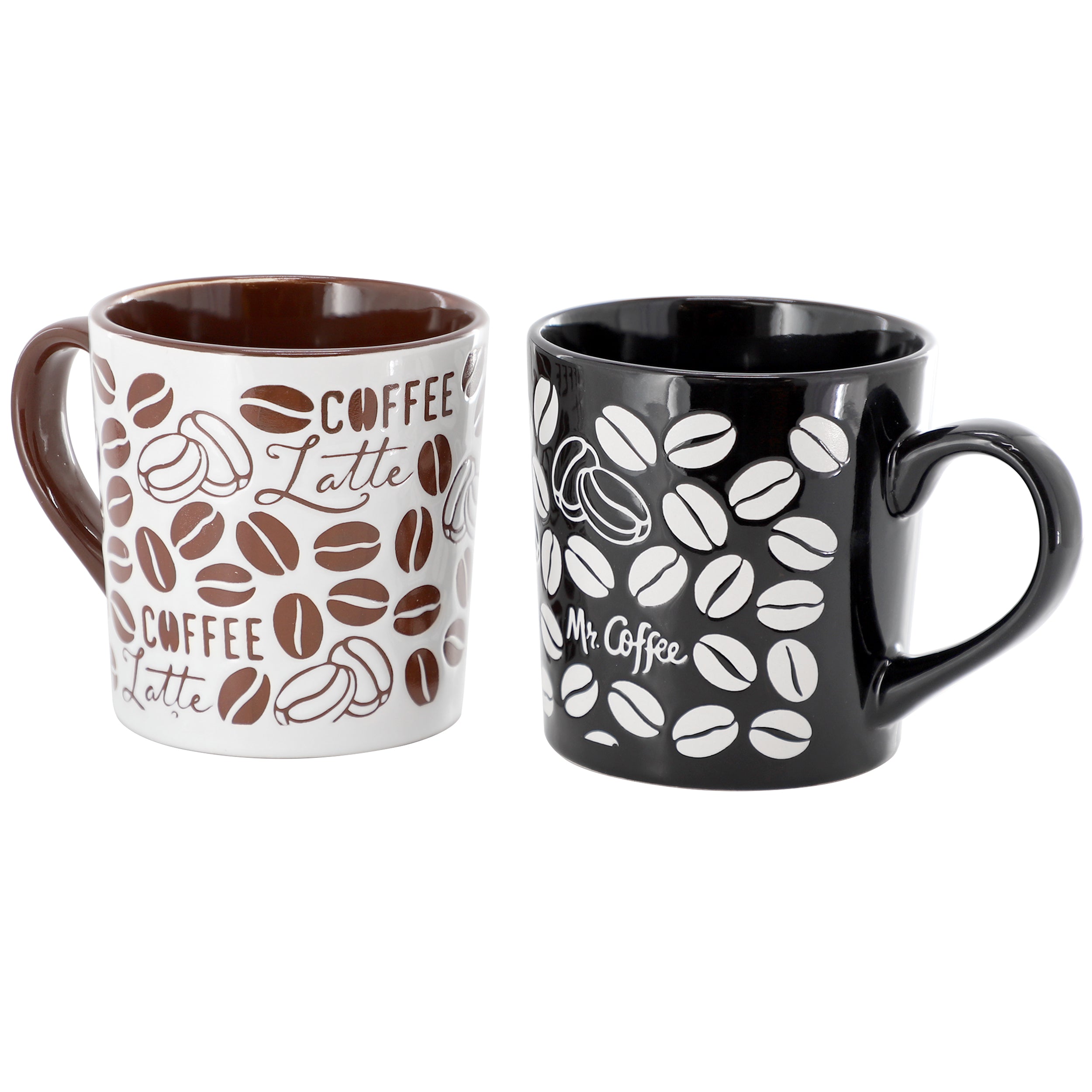 Vintage Brew 2 Piece 18 Ounce Coffee Bean Stoneware Mug Set
