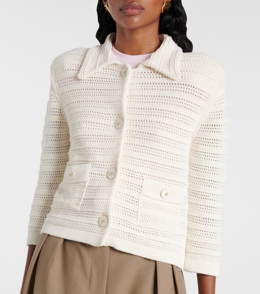 Precise Pointelle cotton-blend cardigan