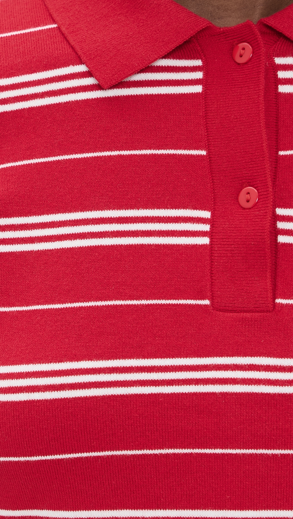 Shrunken Polo Sweater RED AND WHITE STRIPE