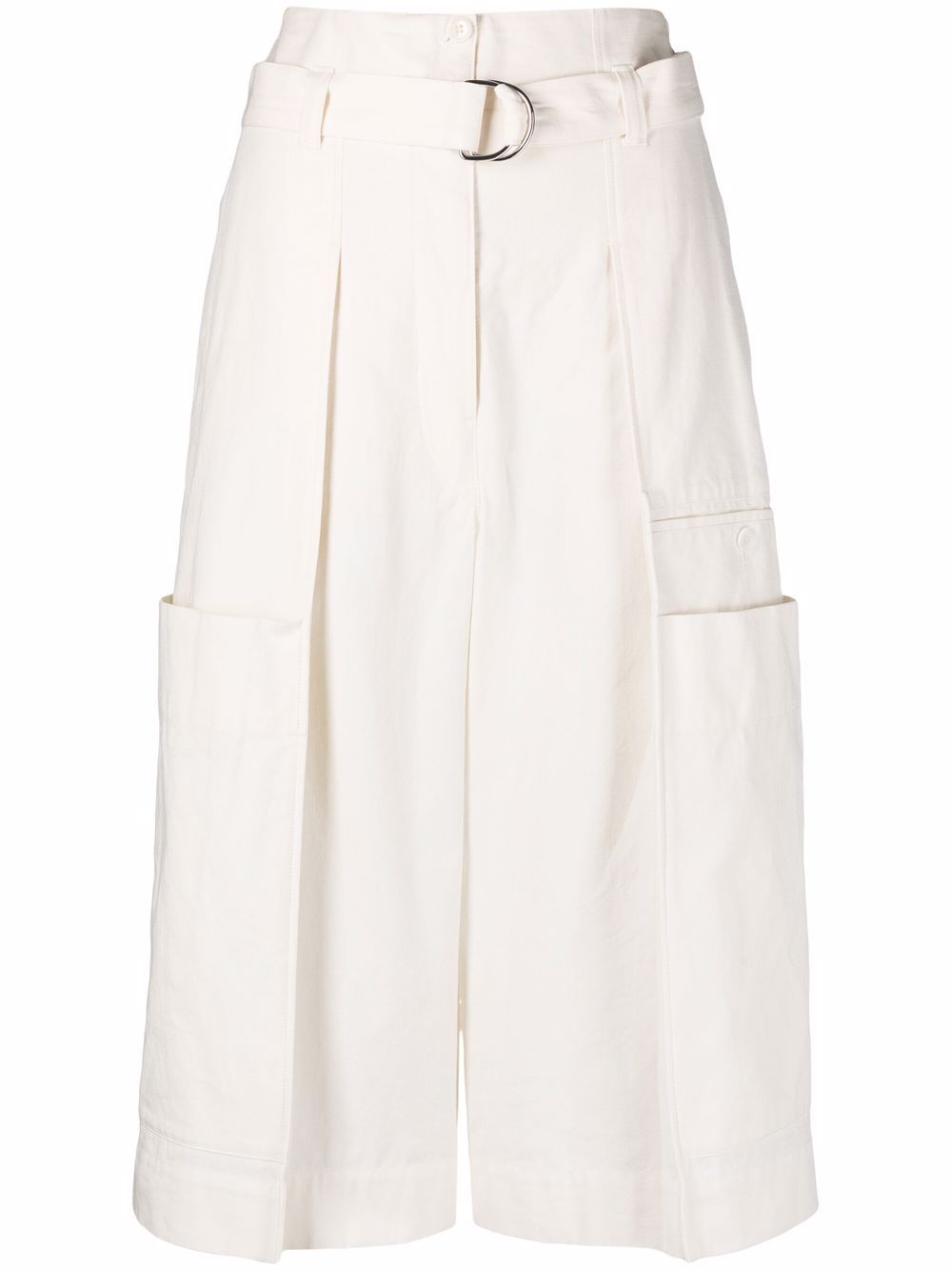 Belted capri shorts - White