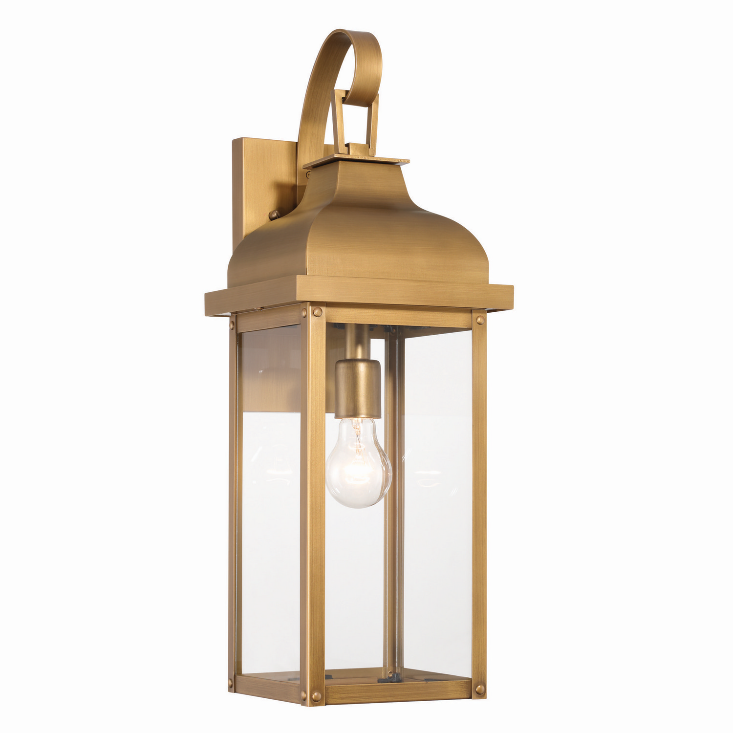 Weathered Brass Outdoor Wall Sconce from the Madrid Collection
