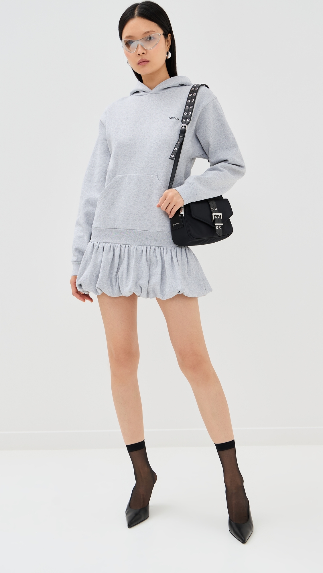 Basque Logo Hoodie Dress Grey-Black Print