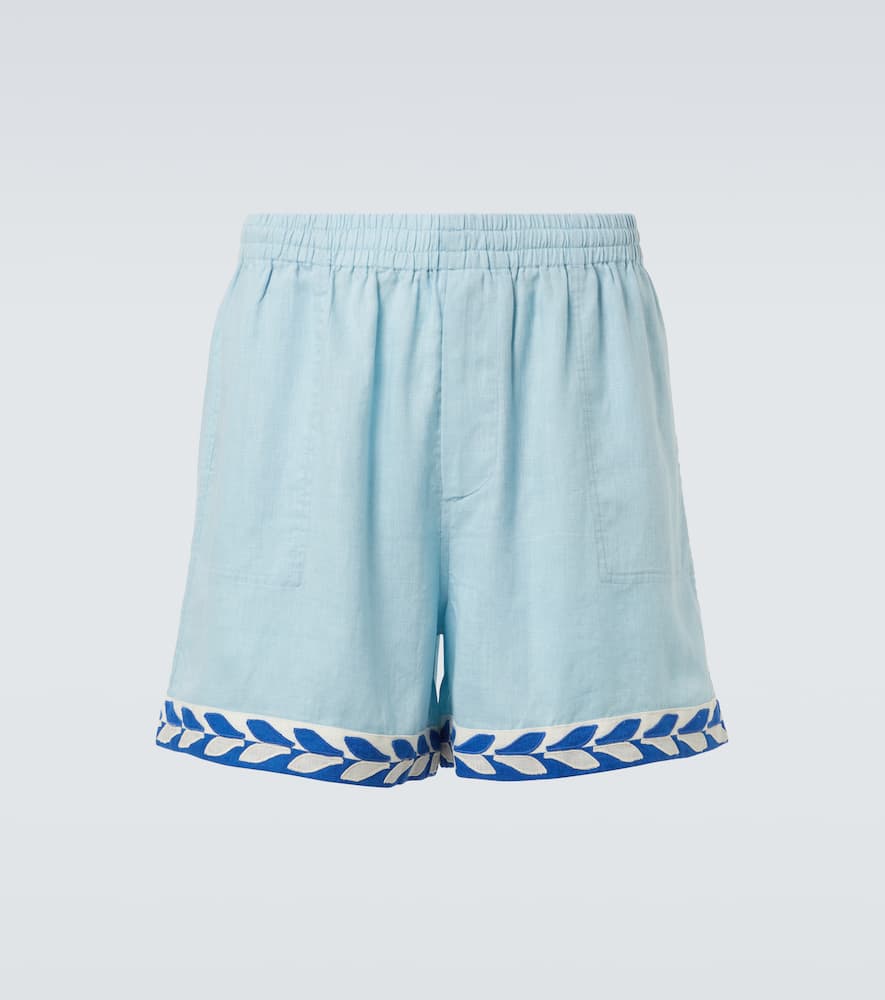 Bode Seedling Stripe linen Bermuda shorts