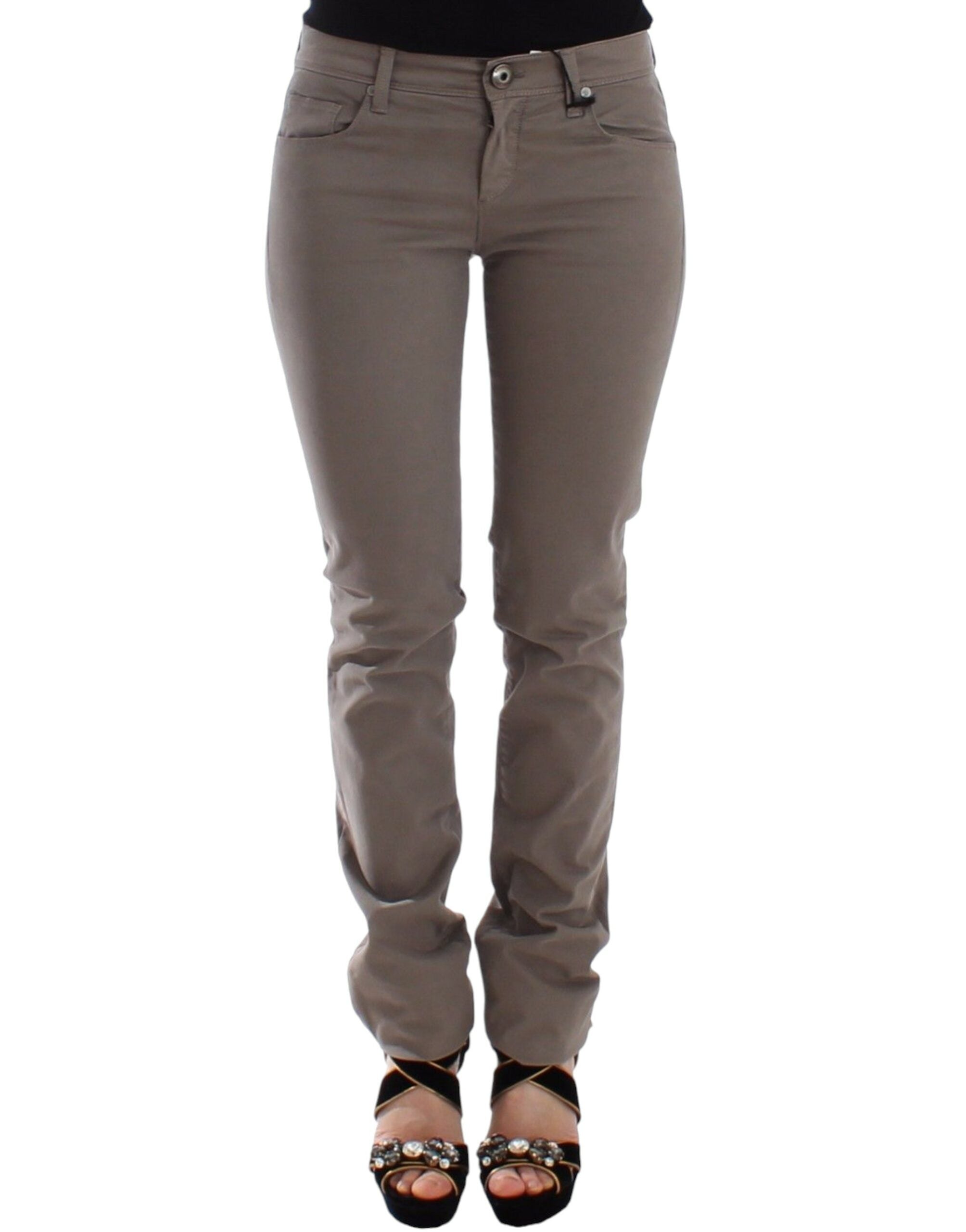Skinny Cotton Jeans — Beige