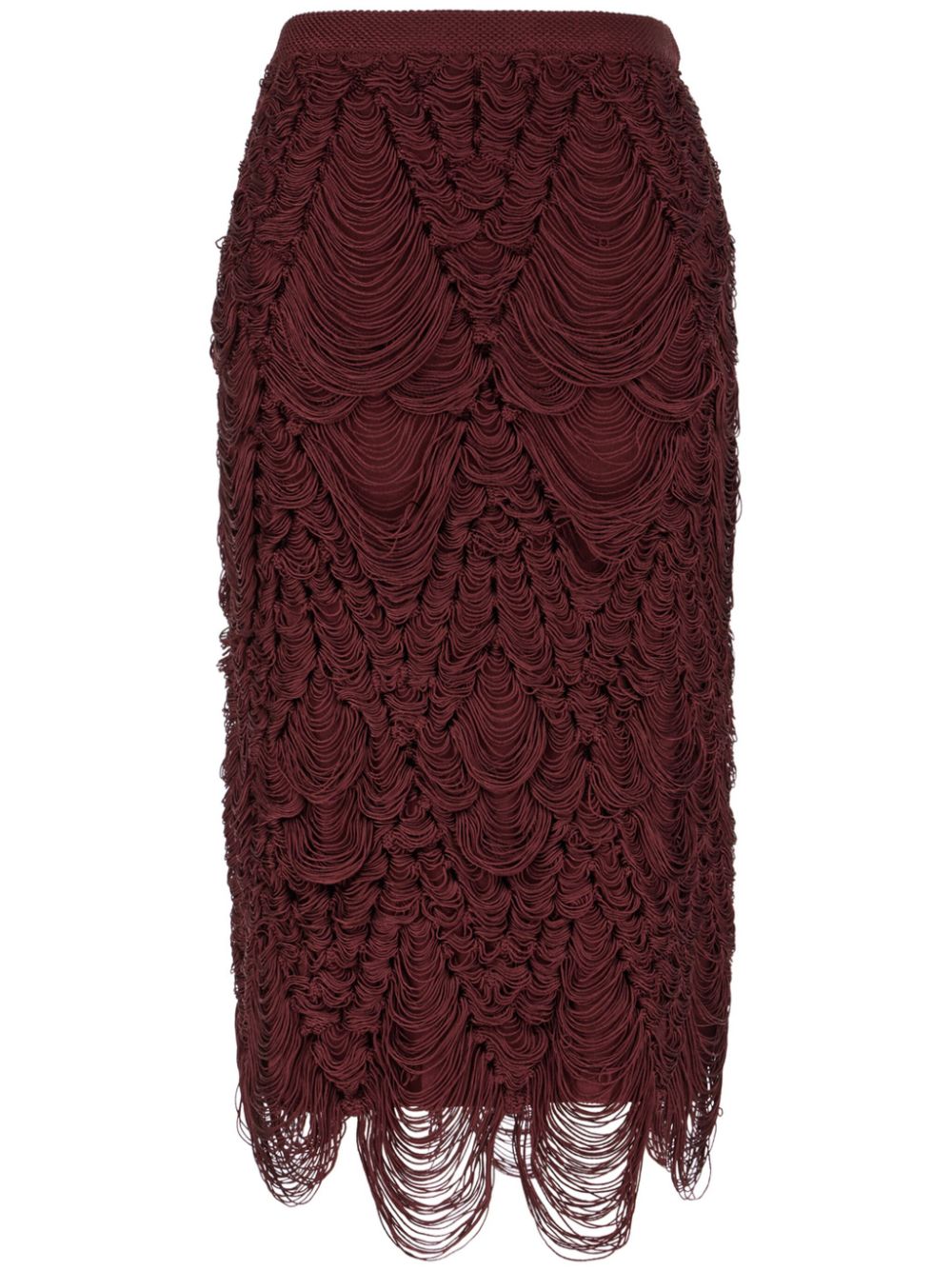 Fringed midi skirt - Red