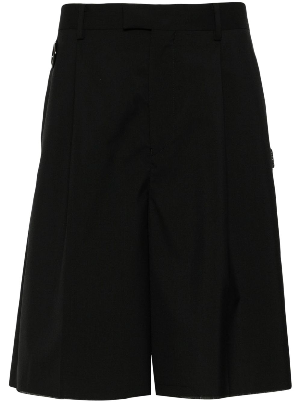 Mid-rise wide-leg shorts - Black