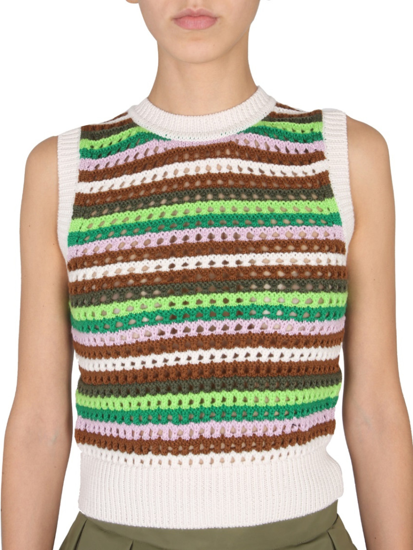 Multicolor Stripes Crew Neck Top