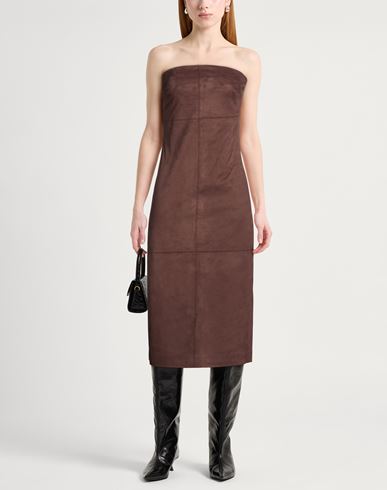 Woman Midi dress Brown Size 12 Polyester, Elastane