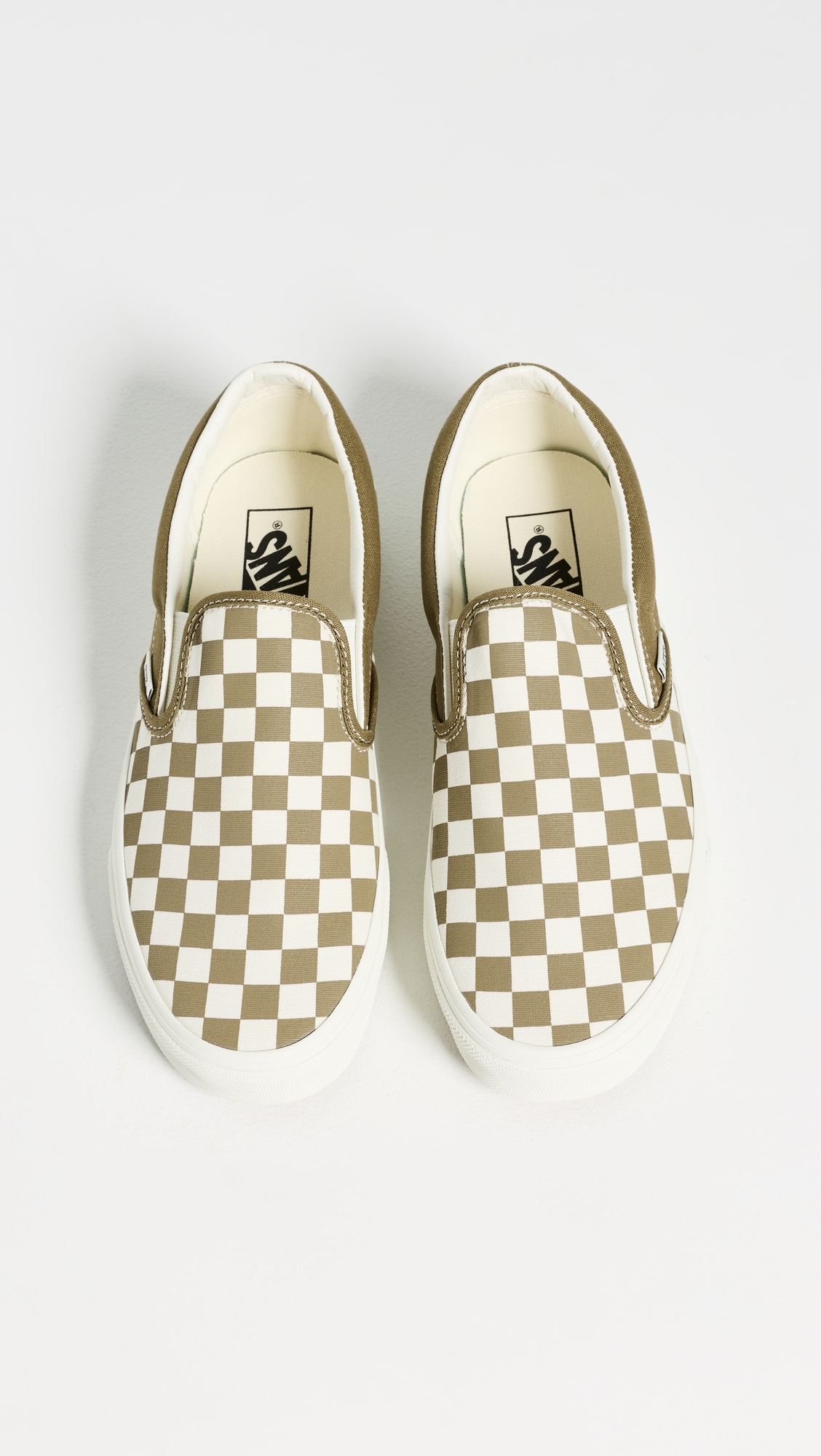 Classic Slip On Unisex Sneakers Checkerboard Olive Brown W