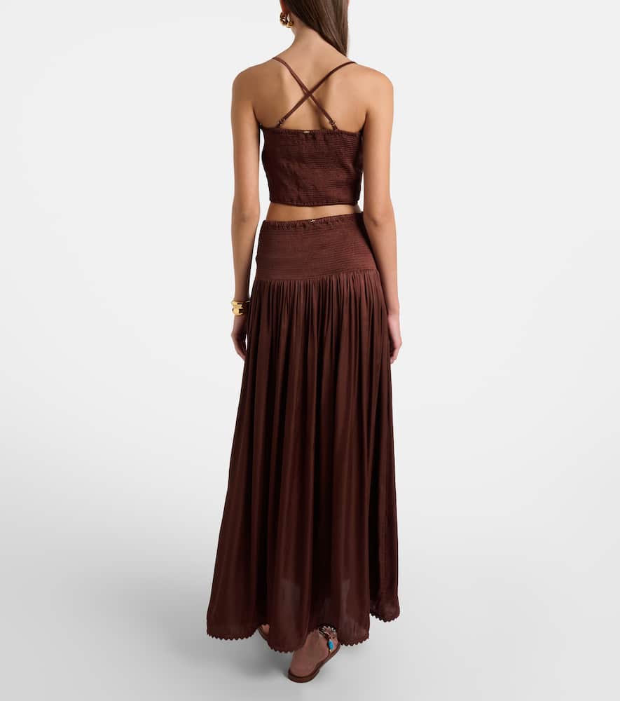 Carla pleated satin maxi skirt