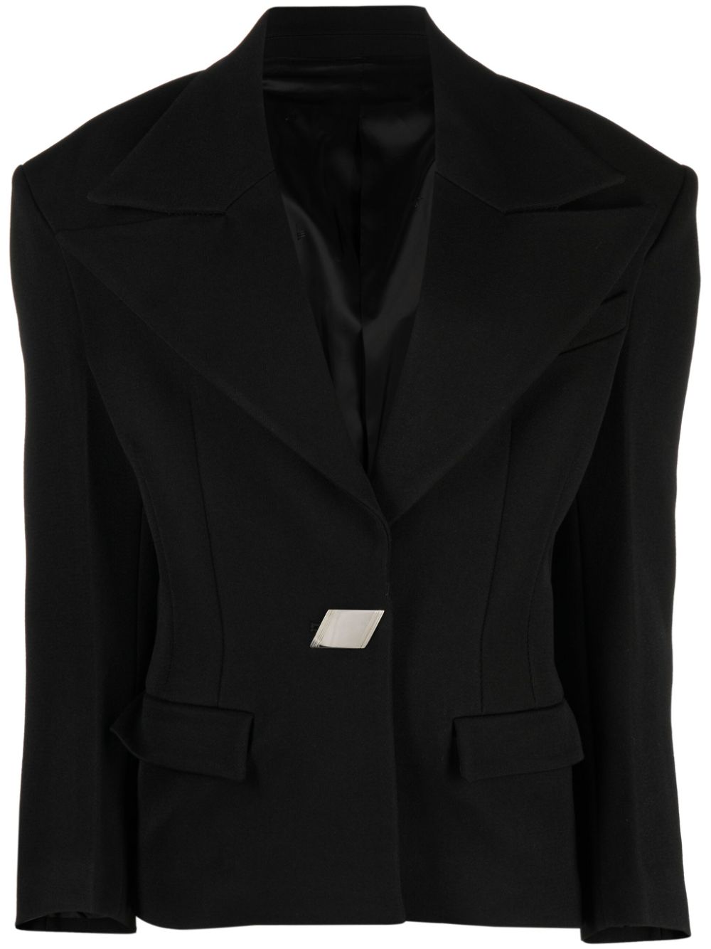 Single-breasted fitted blazer - Black